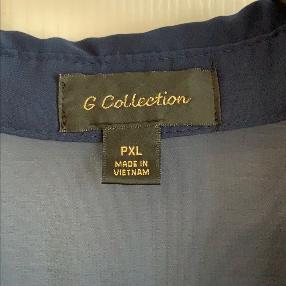 Navy Button Up Sheer Dress - Picture 6 of 8